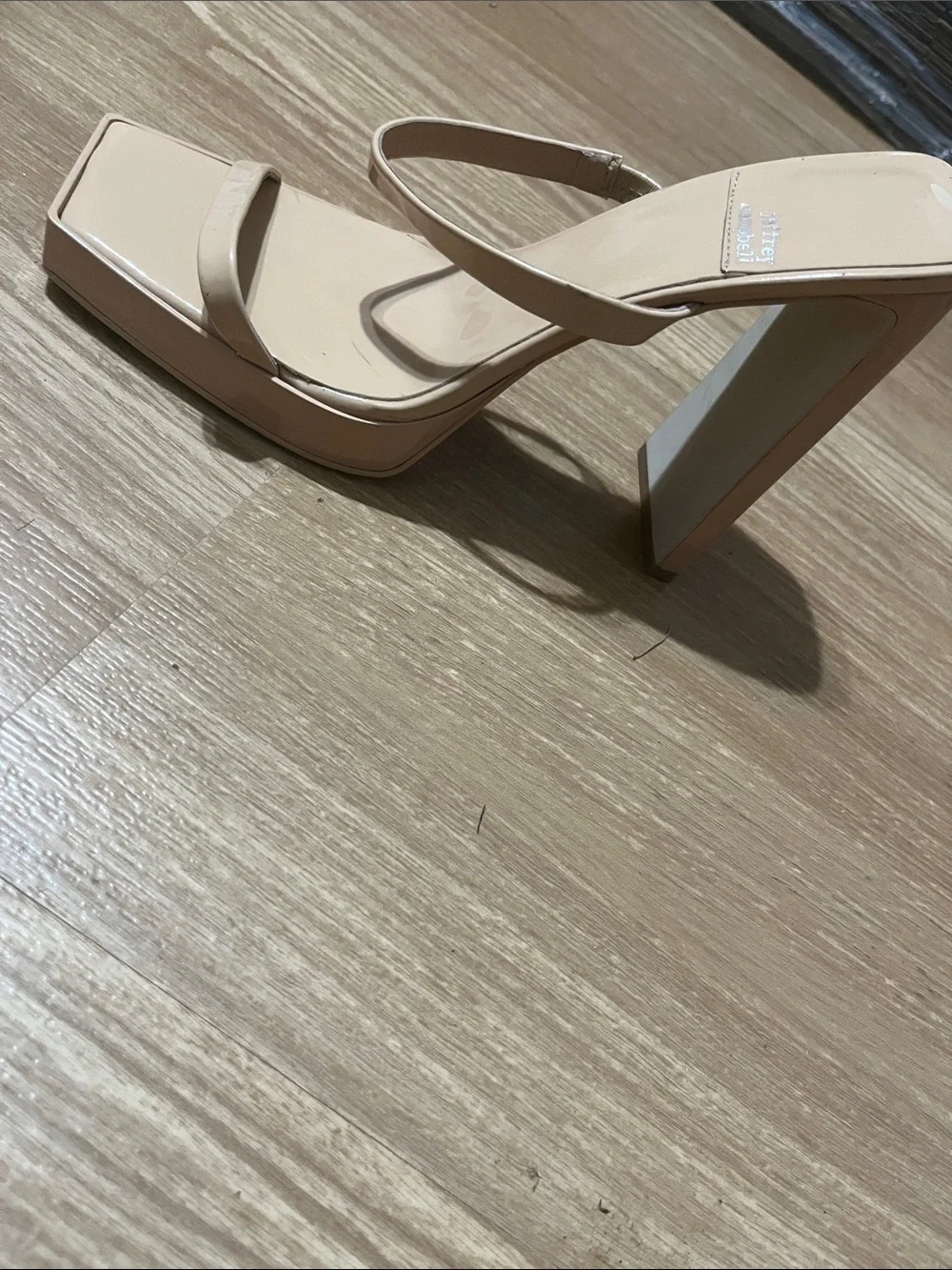 Jeffrey Campbell Hustler Platform Heeled Sandal in Nude Size 9.5